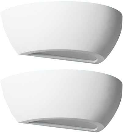 firstchoicelighting Set of 2 Mazzaro - White E14 Plaster Wall Lights