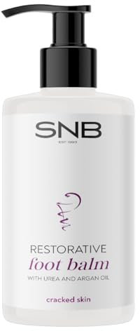 SNB Balsamo professionale per piedi con olio di argan, burro di cacao, olio di olivello spinoso e burro di karitè, 250 ml, cura idratante con urea, per piedi asciutti e ruvidi, ideale per l'uso