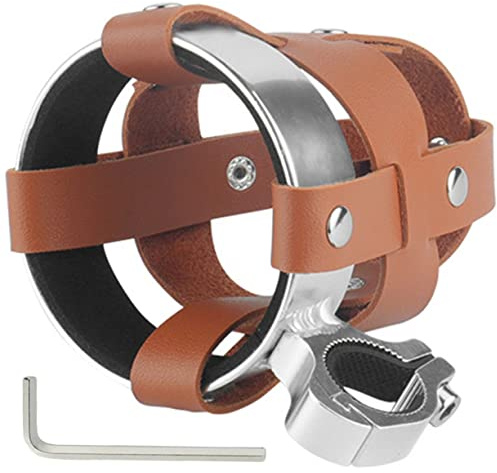 TOYANDONA Vintage PU Leather Bicycle Cup Holder Adjustable Bike Water Bottle Cage Decorative Bike Beverage Holder Set for Outdoor Cycling