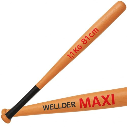 Mazza da Baseball in Legno con Grip Antiscivolo – Misure 52 cm / 70 cm / 81 cm – Struttura Robusta e Bilanciata (Maxxi81 | 80 | New)