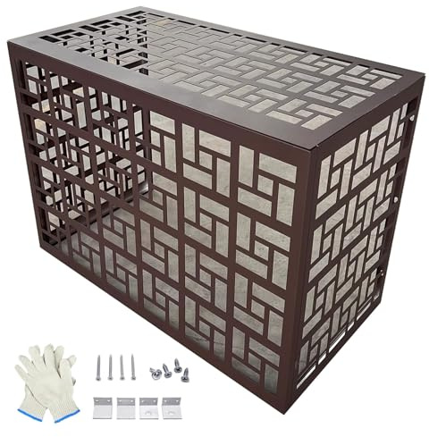 Aluminum Alloy Air Conditioner Cover Outdoor Privacy Fence Panels Lattice Screen for Air Conditioning Units (108x56x78cm 43x21x31in) Weather Resistant &