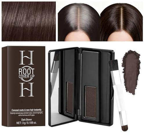 Hairline Powder Dark Brown - Root Touch Up - Fine Powder For Facial Shadows, Eyebrow & Beard - Waterproof Scalp Concealer & Grey Hair Cover Up With Inner Mirror