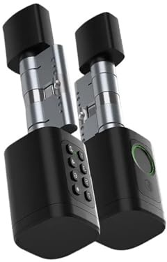 Euro TTLock Tuya APP huella dactilar o código contraseña tarjeta Digital RFID cilindro cerradura de puerta inteligente electrónica(Black tuya)