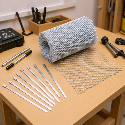LatoYard Griglia in alluminio per filtro fogliare con clip, installazione grondaia per protezione rete ferma foglie, argento 15 x 600 cm