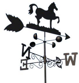 Olive Grove Wetterfahne - Pferd aus Stahl mit Erdspieß und Wandhalterung.