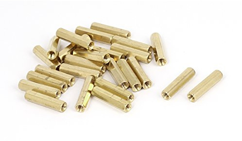 sourcing map 25Stück M4 x 25mm Messing Sechskant Abstandshalter | Säulen Abstands Mutter, Innengewinde