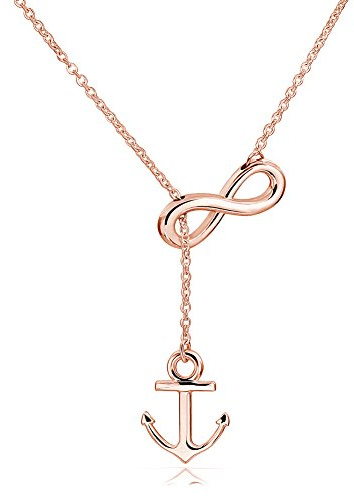 ELBLUVF Edelstahl kette Rose Vergoldet Versilbert Anker Infinity Lariat Y Halskette 45.7 cm Für Frauen