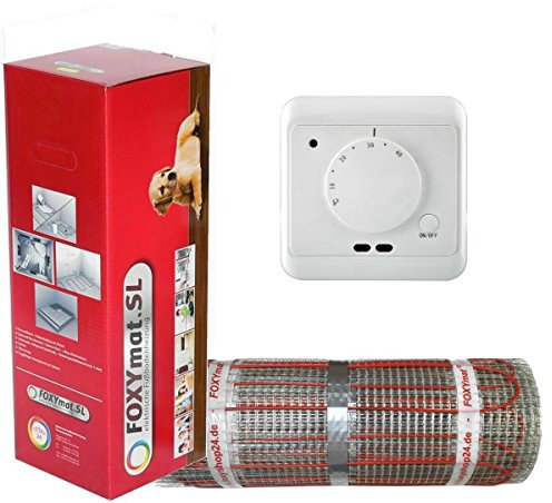 elektrische Fußbodenheizung FOXYMAT.SL RAPID (200 Watt pro m²) mit Thermostat QM-AG, 5.0 m² (0.5m x 10m)