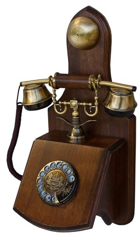 Opis 1921 Cable D: A Vintage Wall Mounted Retro Wooden Phone, an Old-Fashioned Landline Rotary Telephone for Your House
