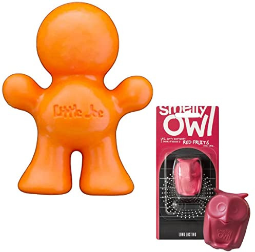 Supair-Drive Doppelpack Little Joe + Smelly Owl Lufterfrischer fürs Auto zur Montage an jedem Lüftungsgitter +/-45 Tage Frische im Auto (Orange + Rote Früchte)