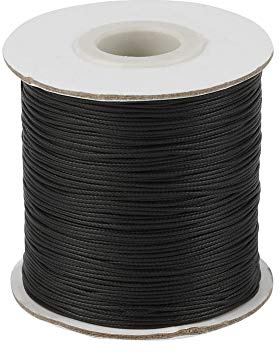 PandaHall 200 Yards/Rollen 0.5 mm Geflochtene Gewachste Baumwollschnur für DIY Armband Schmuckherstellung Handwerk Machen (Schwarz)