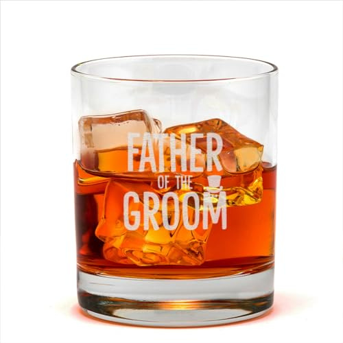 Father of the Groom Whisky Glass - Father of the Groom Gifts for Wedding - Wedding Party Gifts from Bride and Groom - 300ml/10.6oz Old Fashioned Whiskey Tumbler