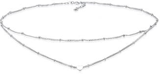 Elli Collier ras-du-cou, tendance, en argent sterling 925, orné de boules et d’un pendentif en forme de cœur, superposé, 360