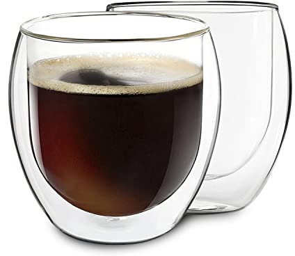 DUOS® Taza de Café Doble Pared (2 x 310 ml) - Espresso, Cristal Latte Macchiato, Vidrio Macchiato, Verra