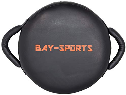 Bay UFO RUND 34 x 34 x 13 cm schwarz/orange Leder PU Schlagpolster, Schlagkissen, Pratze Pratzen Bodyshield Kickboxen Thaiboxen Muay Thai