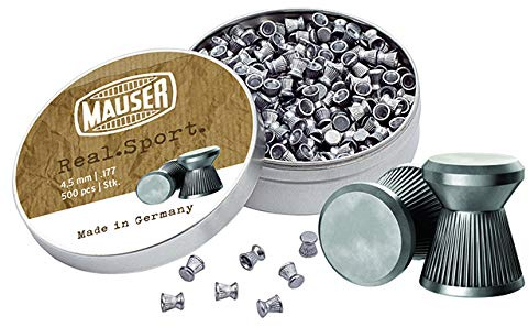 HDmirrorR MAUSER Real Sport Diabolos 2500St. Luftgewehrmunition 4,5mm Flachkopf geriffelt 5x500er Dose