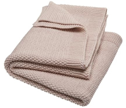 Bio Babydecke Bio-Baumwolle Strick Qualität 100% Bio-Baumwolle (kbA) GOTS zertifiziert, Perlrosa, 80 x 95 cm