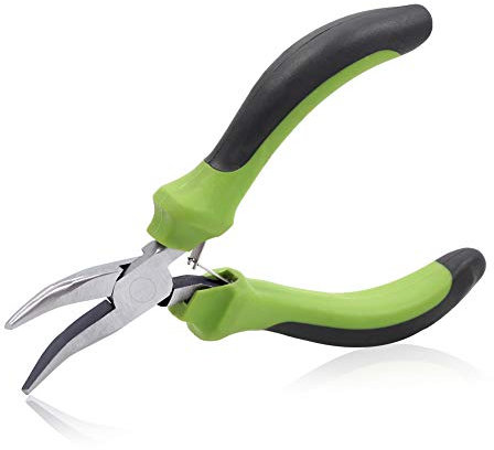 SPEEDWOX Bent Nose Pliers for Jewelery Making 5 Inches Smooth Jaw Mini Beading Tool Precision Beading Pliers with Spring Hobby Craft DIY
