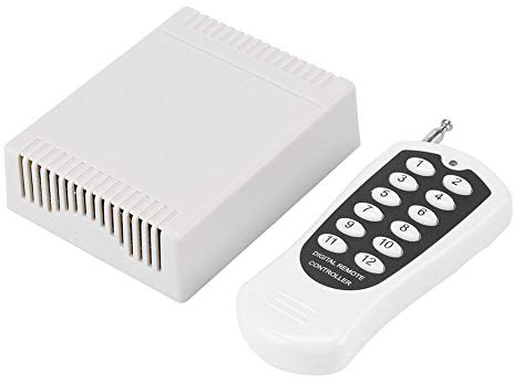 Interruptor de relé receptor inalámbrico DC 12 V RF con mando a distancia transmisor, RF transmisor receptor relé de 12 canales interruptor remoto inalámbrico inteligente