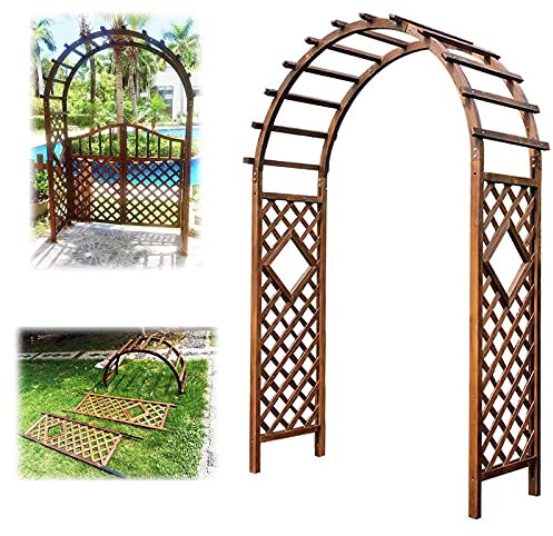 CHFQ Arco da Giardino pergolato in Legno da 120 cm, Traliccio ad Arco per pergola all'aperto per Piante rampicanti, Decorazione per Feste Nuziali, Resistente alle intemperie, Facile da Montare, 1,
