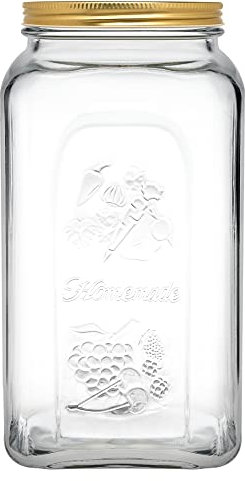 Glass Kitchen Preservation Storage Food Jar With Airtight Screw Top Metal Lid (1, 3L)