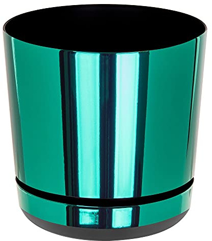 KORAD Green Mirror Indoor Plant Pots with Saucers and Drainage Holes, Round, Modern and Decorative Flowerpot for Houseplants, 6 Sizes, 25 Colours- (26 cm)