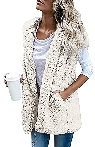 SSLLH Damen Plüschweste Outwear Herbst Winter Outdoor Warm Bequem Ärmellos Cardigan Jacke