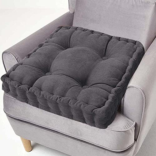 Waigg Kii Cuscino rialzo per poltrona, spesso 10 cm, in cotone, quadrato, per interni ed esterni, casa, auto e ufficio (45 x 45 x 10 cm, grigio scuro)
