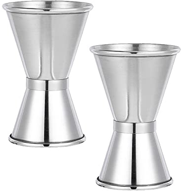2 Pcs Stainless Steel Measure Cup Craft Dual Spirit Measuring Cups Stainless Steel Jigger for Bar Party