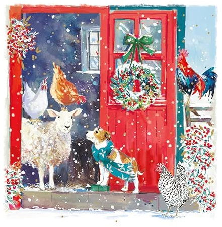 Ling Design Weihnachts- und Neujahrskarten, Motiv: Weihnachten auf dem Bauernhof, Tierfreunde – 6 Stück