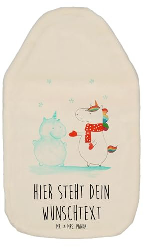 Mr. & Mrs. Panda Personalisierte Wärmflasche Einhorn Schneemann - Weiß