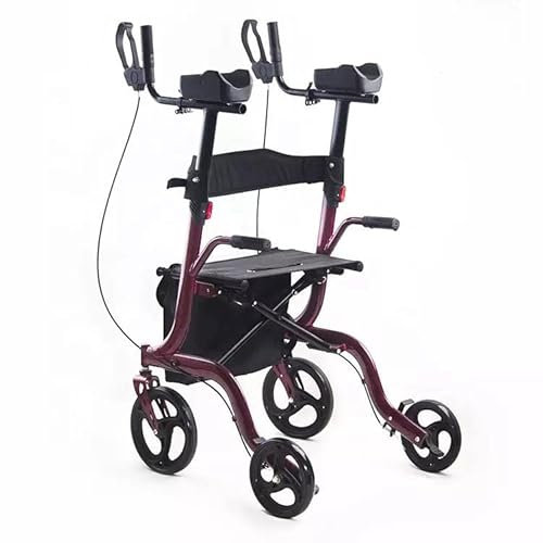 Rollator Walkers Aufrechter Rollator Walker für Senioren, Stand Up Rolling Walker, faltbarer leichter aufrechter Walker Standroller mit Unterarmstütze und Rädern