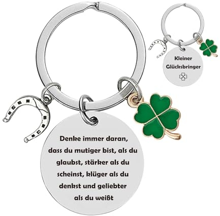 UTEFIF Schlüsselanhänger Kleiner Glücksbringer,Schlüsselanhänger Inspirierender Kleeblatt Schlüsselbund Abschluss Geburtstag Geschenk für Damen Herren Aufmunterung