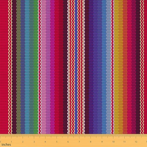 Homemissing Mexikanische Streifen Stoff, Meterware, Cinco De Mayo, 92 x 150 cm, Stuhl, Bohème, Indianer, dekorativ, Außenstoff, wasserdicht, bunt, Polyester