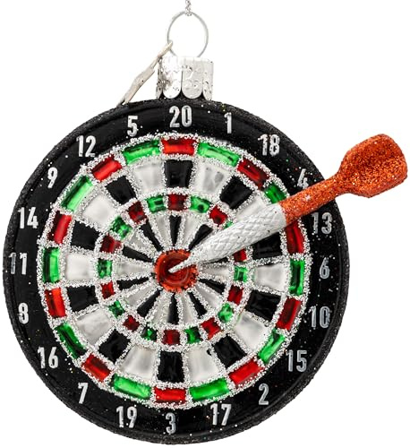 SIKORA Dartboard besondere Weihnachtskugel Glas Christbaumschmuck Deko Figur Weihnachten Anhänger Ornament - Trend Line - BS658