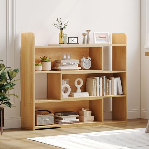 YITAHOME Bücherregal Klein mit 4 Ebenen,Bücherschrank Verstellbare Breite von 80-150cm, mit 6 Fächern, Büroregal, Würfelregal, Standregal, für Wohnzimmer, Schlafzimmer, Büro, Kinderzimmer