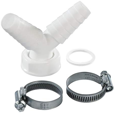 Xavax Raccord Y pour tuyaux d'écoulement (raccord vidange pour Lave-vaisselle & Machine à laver, pour tuyaux Ø int. 19-23 mm, répartiteur en Y à 2 voies avec joint 1) Blanc