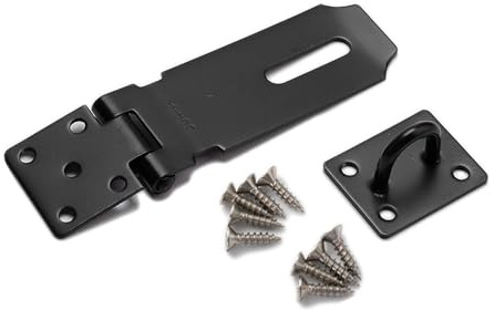 Bmeigo 10,2 cm Überfalle und Klammer mit Schrauben, Edelstahl-Vorhängeschloss, Scharnier, Türschnalle, robustes Schloss für Schuppen, Tore, Sicherheitsverschluss für Gartentür, Fenster, Schrank,