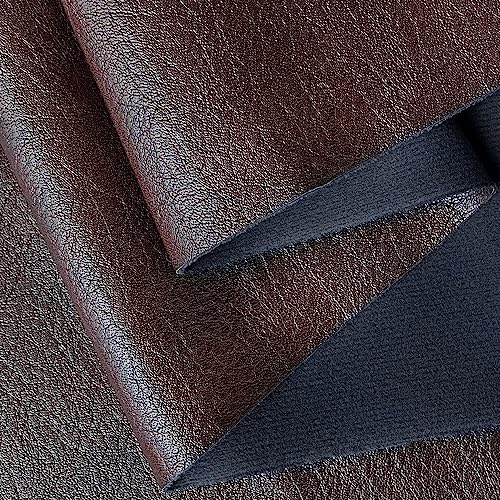 ONEART | Konstlädertyg metervara, läderimitation tyg för hantverksinredning, mjukt kornigt stoppningstyg, 91 x 135 cm choklad
