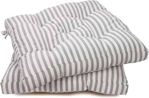 VISTE TU HOGAR Pack 2 Coussins pour Chaise, 45x45x5 CM, Effet Tridimensionnel, 100% Polyester, Idéal pour Salle À Manger, Terrasse, Salon Et Restaurant, Couleur Rayures Grises, Fabriqué en Espagne