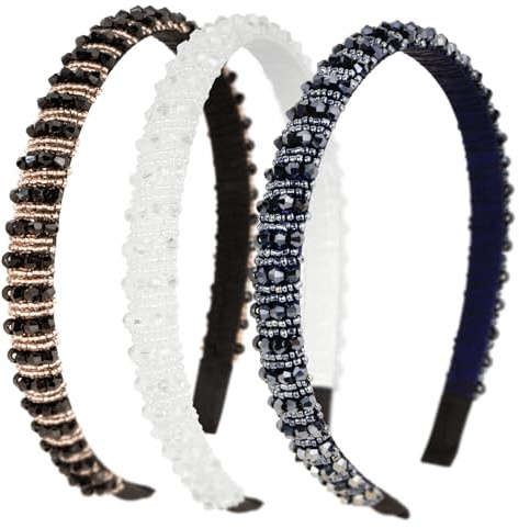 BOOMTOP 3 Strass Haarreif Dirndl Trachten Haarschmuck Kristall Stirnbänder Glitzer Strass Haarband 1,5cm Breit Damen Mädchen Metall Prinzessin Haarreifen für Hochzeit Kommunion Karneval Geburtstag