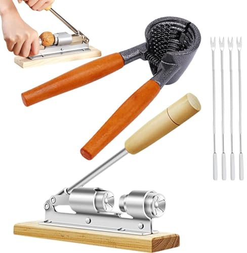 GkgWuxf Apripinza in Noce, schiaccianoci,Set di pinze per Dadi da 6 Pezzi per impieghi gravosi - Set di pelapatate ergonomico e Riutilizzabile per Aprire Facilmente Noci, Noci Pecan, Noci di paran e
