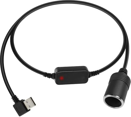 RIIEYOCA Cable convertidor USB A macho a encendedor de cigarrillos, 5 V a 12 V, ángulo recto de 90 grados, USB A a encendedor de cigarrillos, adaptador para Dash Cam, GPS (0,3M)