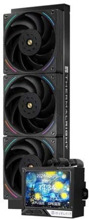 Thermalright Mjolnir Vision 360 ARGB Black-AIO CPU Liquid Cooler,IPS LCD Screen with 320 * 240 Resolution,for AM4/AM5 and LGA1700/1851,’3.5 inch’Magnet-Absorbent LCD Screen for Images