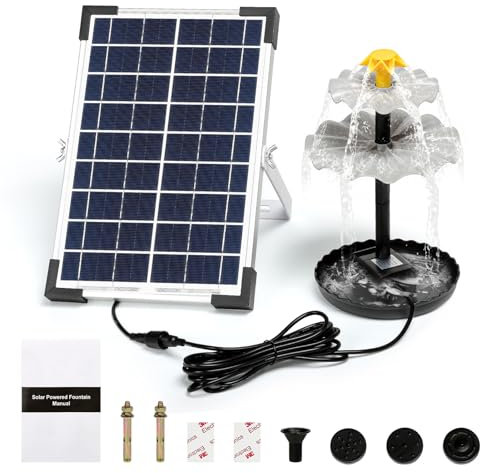 6 W Solarbrunnen-Set, 80 cm Sprühhöhe, leistungsstarke Springbrunnenpumpe, Vogeltränke, Brunnen mit 8 Düsen für Garten, Teich, Pool-Dekoration
