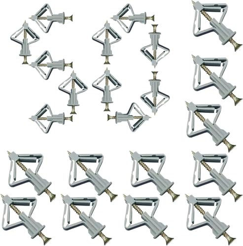 Juego de tacos para placas de yeso M8, tacos huecos con tornillos, anclajes para paneles de yeso con tornillos (50 tacos, 50 tornillos),yeso y placas de yeso, 100 unidades