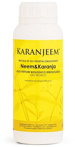 KARANJEEM® Olio di Neem per Piante + Karanja per Insetti Parassiti | Trattamento per Afidi, Cocciniglie, Formiche, Tripidi e Acari | Concentrato Naturale Forte per Piante e Dimore di Animali - 500 gr
