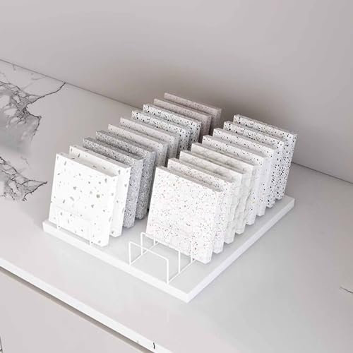 Skrivbordsstativ med stor kapacitet för keramiska plattor, glas-/stenprovsstativ med 10/20/30 kortplatser, trähylla för att organisera skalan