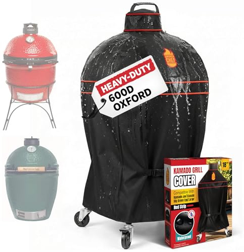 Housse de barbecue pour Kamado Joe & Big Green Egg 45,7 cm avec bande rouge – Housses de fumoir imperméables et robustes pour séries classiques – Accessoires durables pour séries classiques et BGE