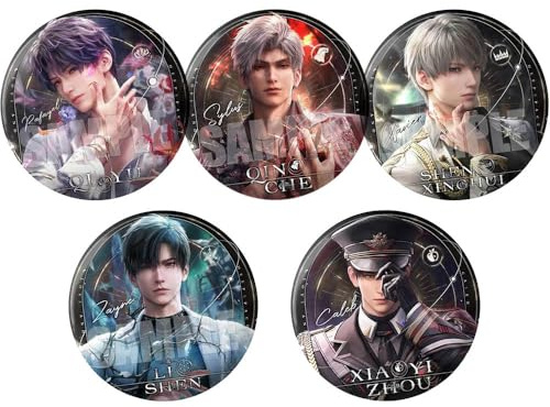 5 Love Deepspace Tinplate Badge Anime Figure Brooch Cool Pins, Sylus Rafayel Zayne Caleb Cosplay Accessories 58MM
